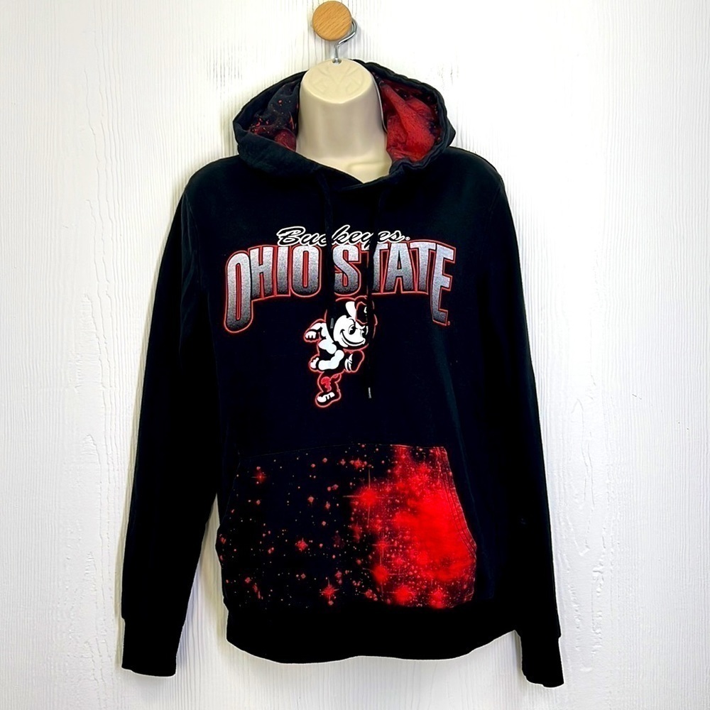 Recycled Karma - Ohio State Buckeyes Brutus Black And Red Graphic Hoodie Small